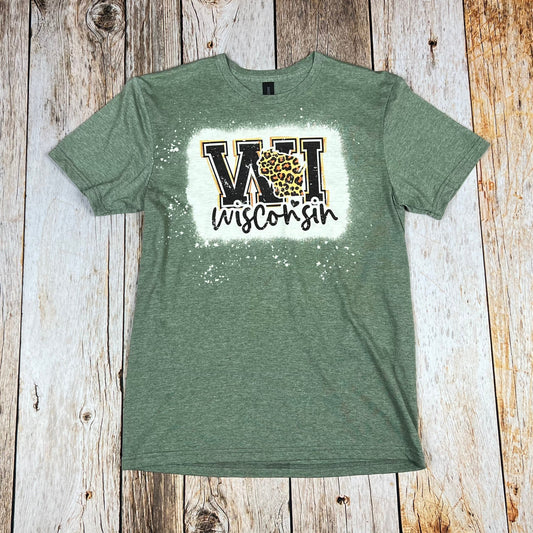 Wisconsin Leopard Bleached Unisex Shirt