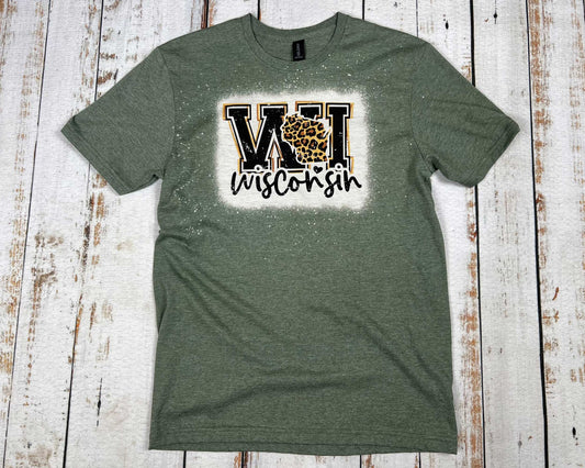 Wisconsin Leopard Bleached Unisex Shirt