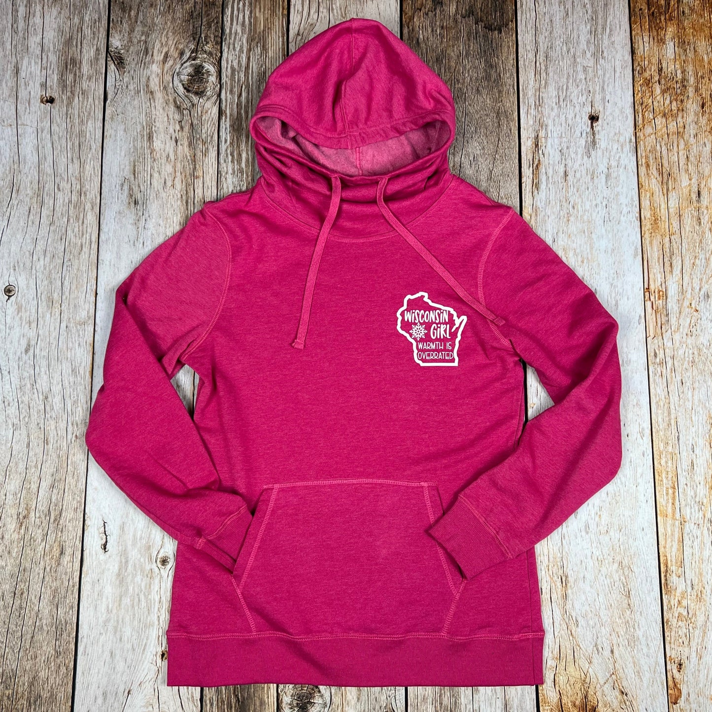 Wisconsin Girl Fleece Hoodie, Pink Azalea