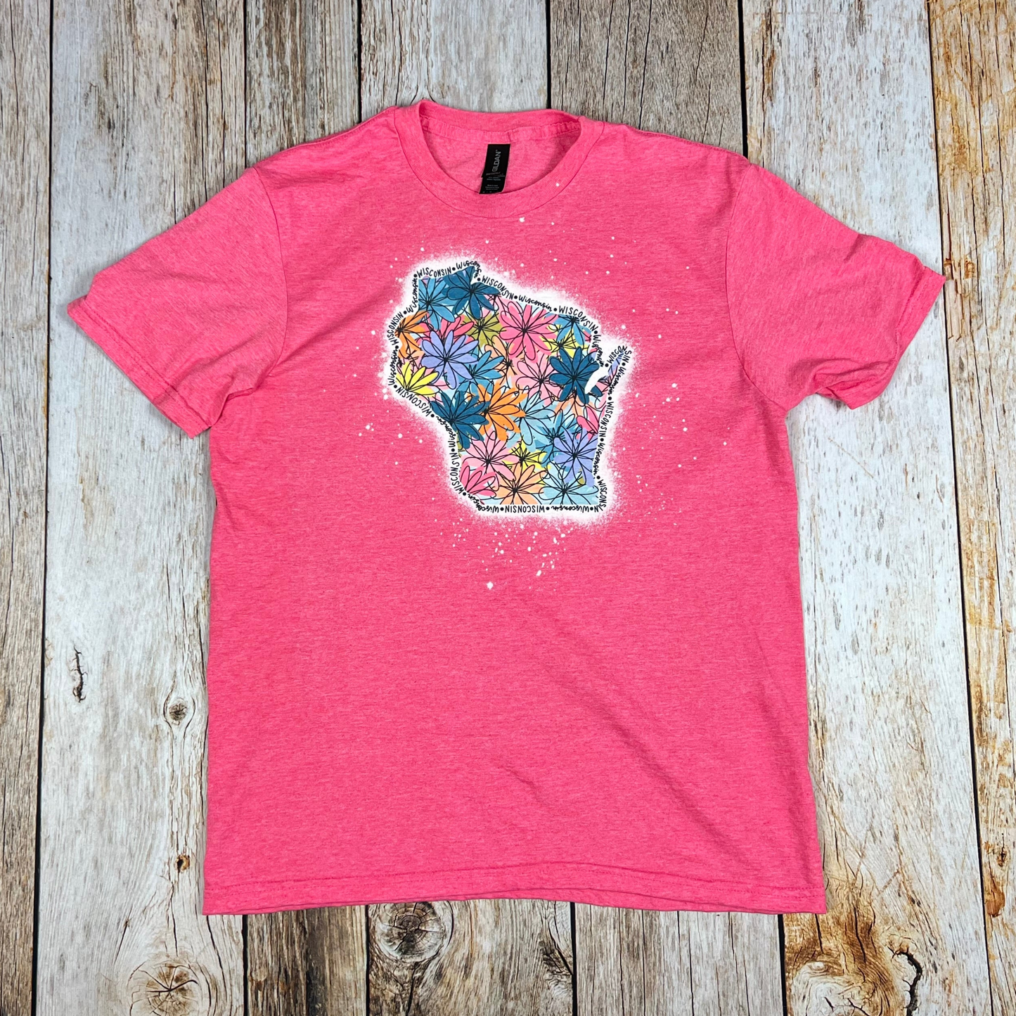 Wisconsin Floral Bleached Unisex Shirt