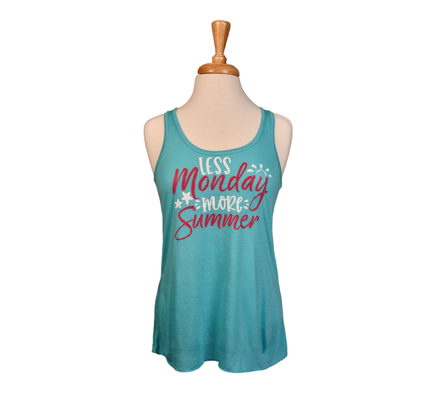 Less Monday More Summer Ladies Flowy Racerback Tank Top