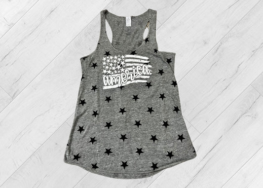 America Flag Jersey Racer Tank